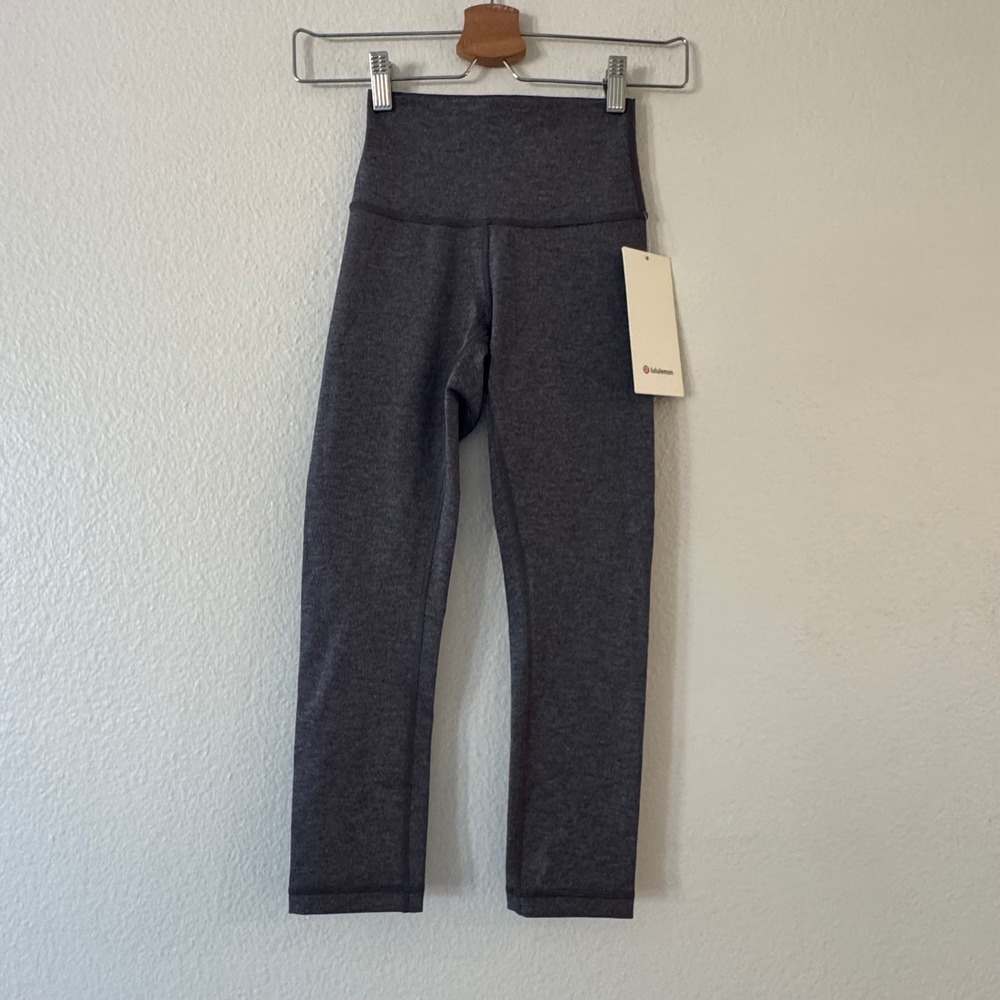 Lululemon Wunder Under HR Crop 21" Luxtreme Heathered Black Size 2 New With Tags
